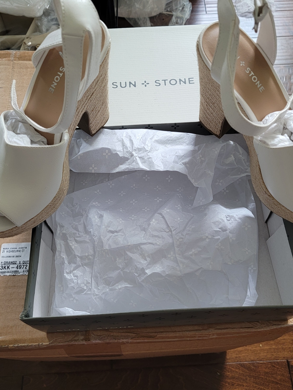 Sun + Stone White Espadrille Platform Sandals